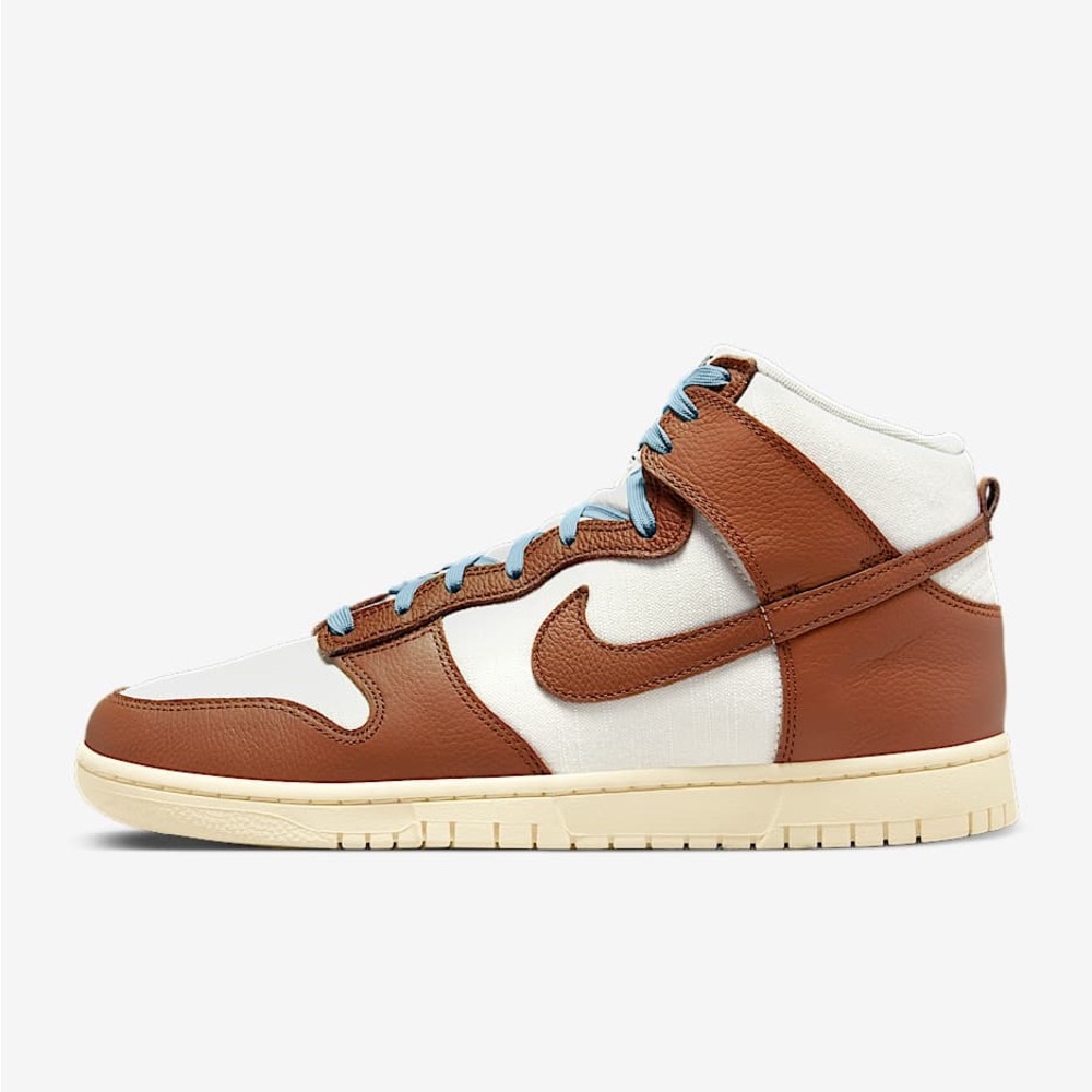 NIKE Dunk High Retro Premium Sneakers in Vintage Pecan Brown & Crème 👟 - Picture 3 of 5